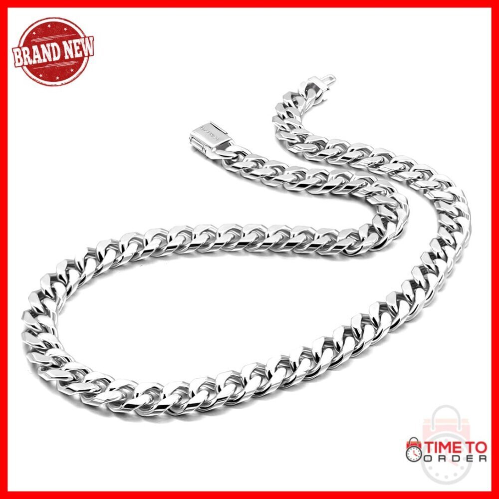 Sterling Silver 10mm Curb Chain Necklace 18-28 Inch Mens Jewelry Gift